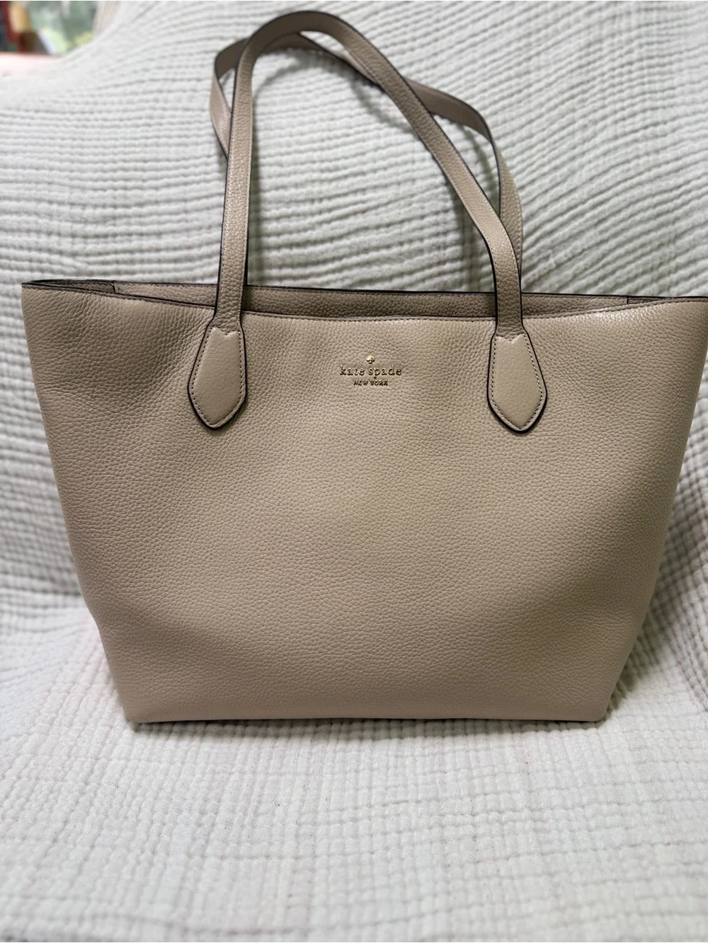 kate spade Pebbled Leather Tote in Taupe